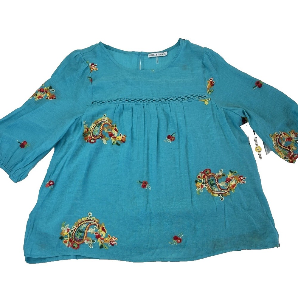 NWT Figueroa &‎ Flower Boho Fairycore Cottagecore Embroidered Size L Petite